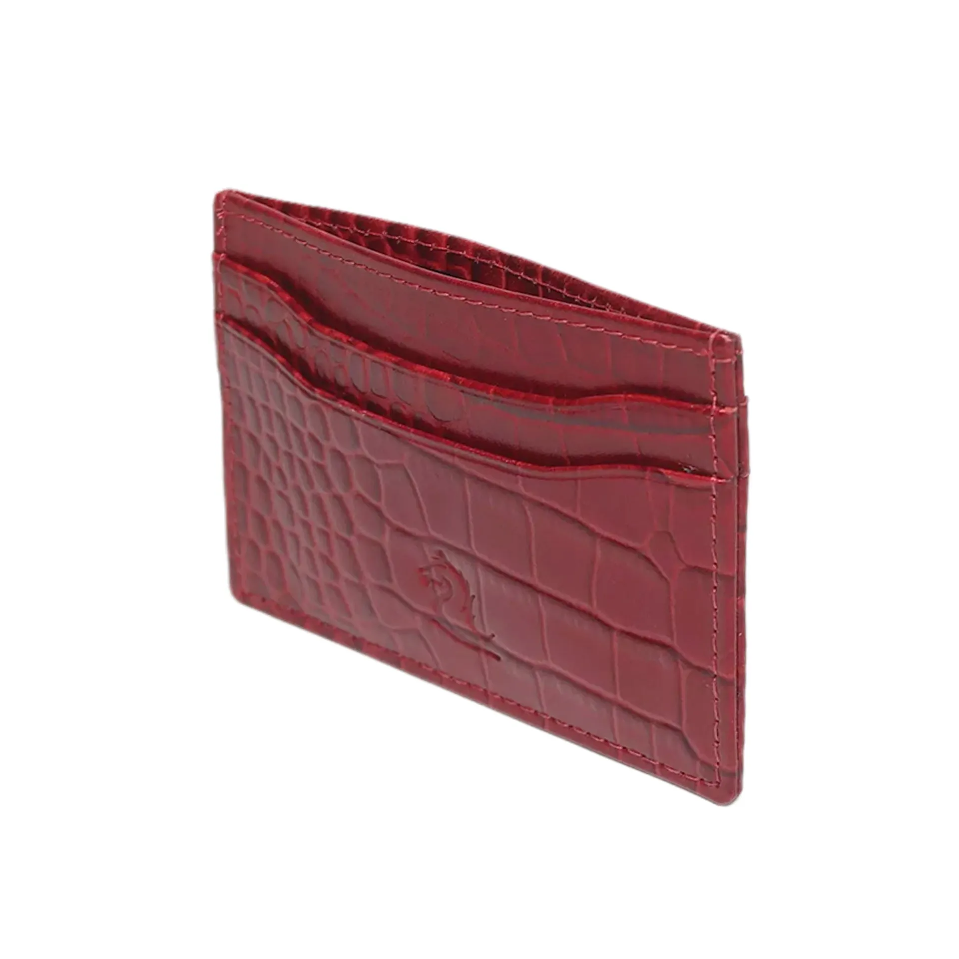 10119 Croco Red Leather Card Holder for Men and Women