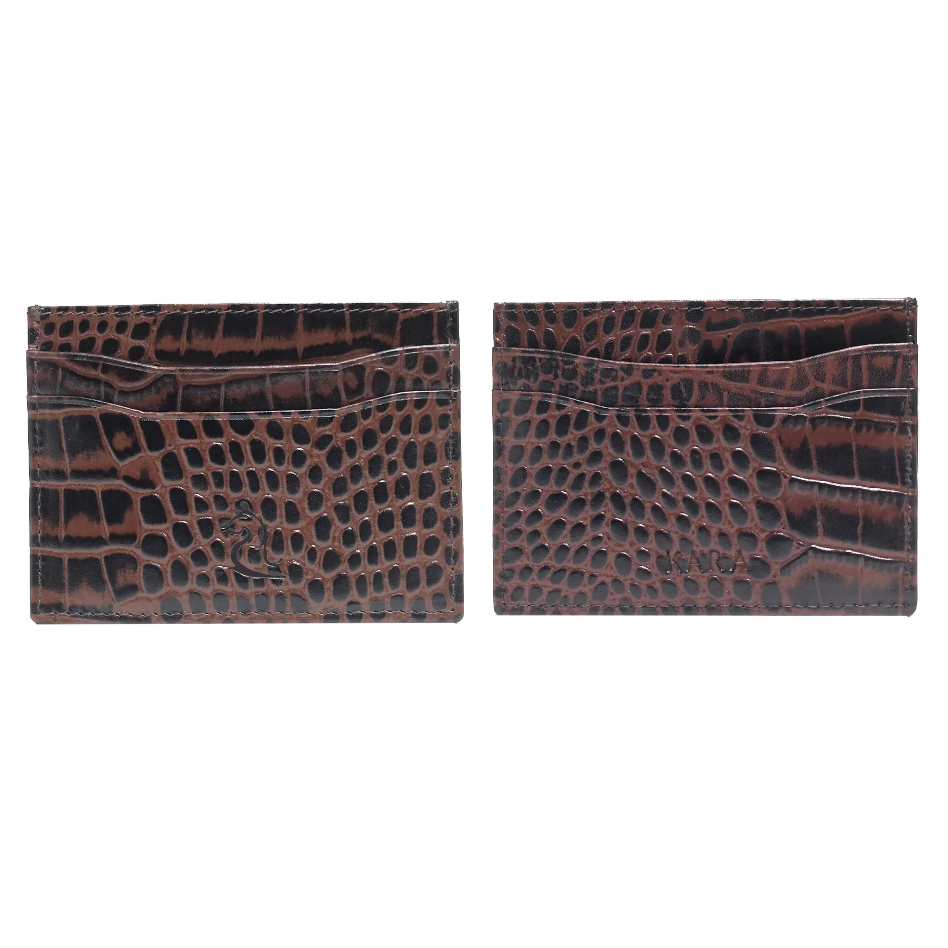 10119 Croco Red Leather Card Holder for Men and Women