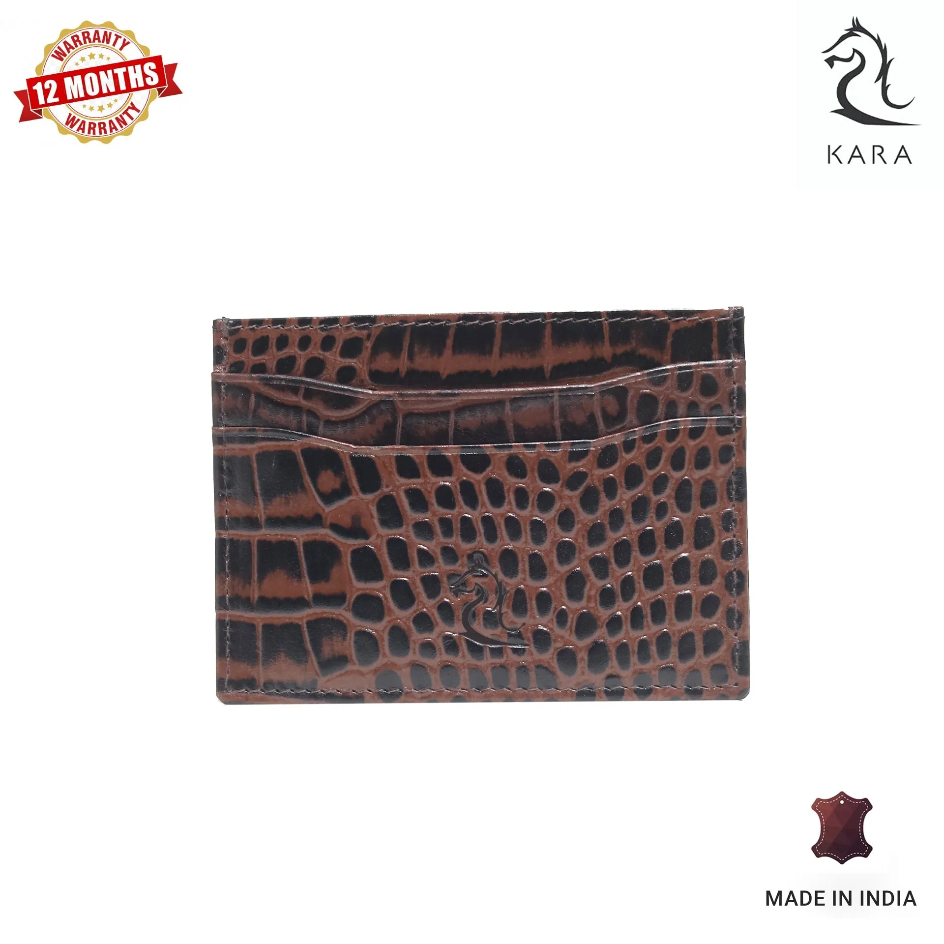 10119 Croco Red Leather Card Holder for Men and Women