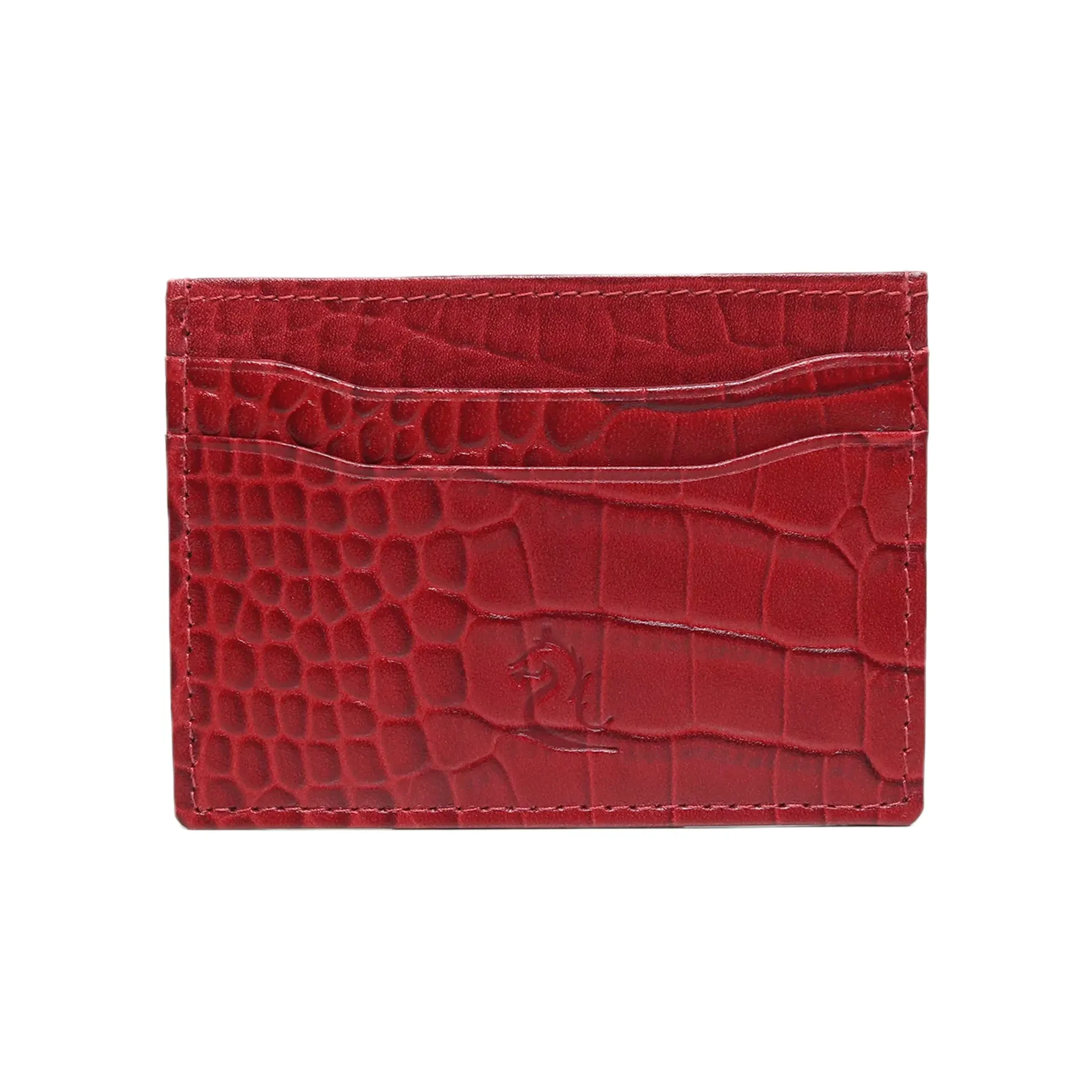 10119 Croco Red Leather Card Holder for Men and Women
