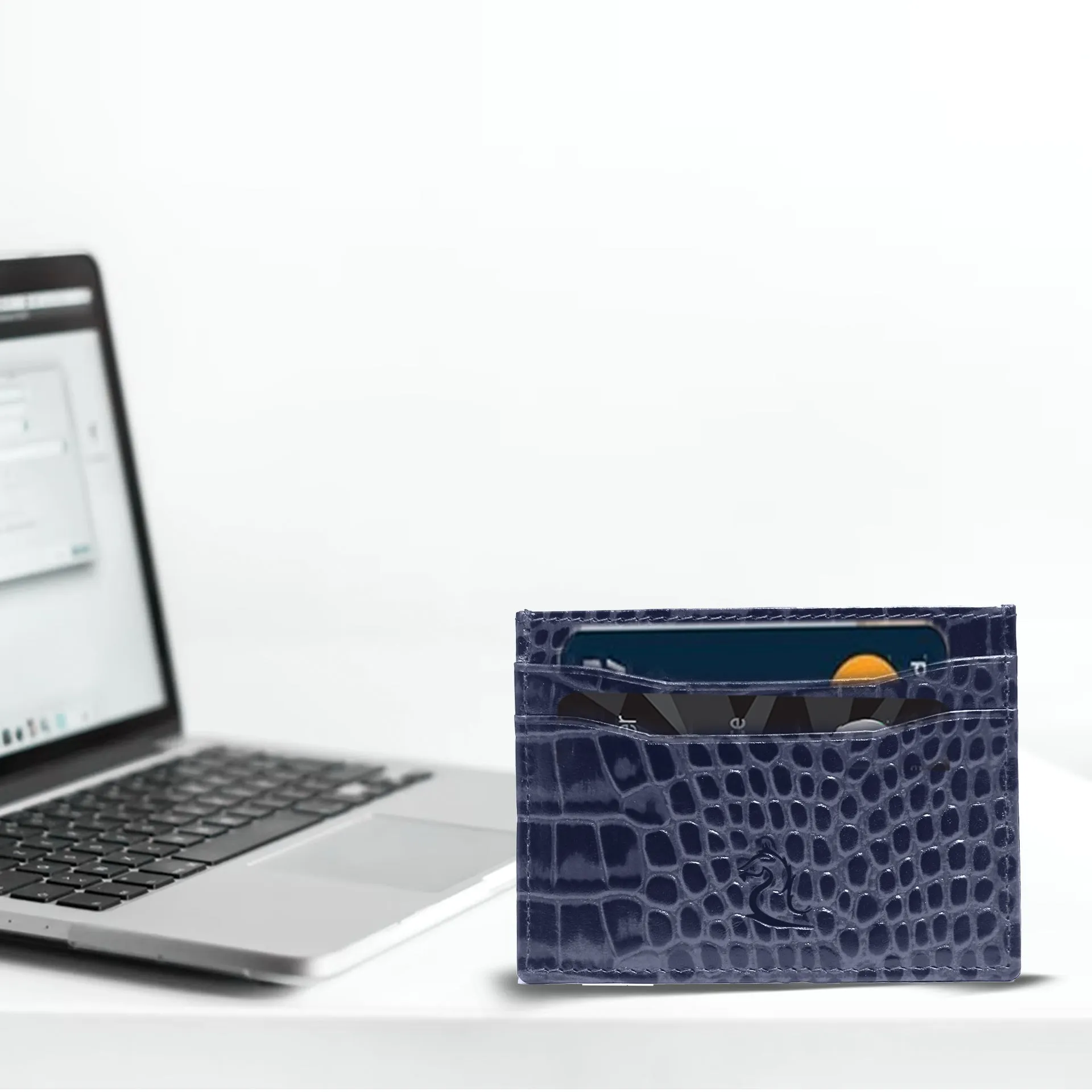 10119 Croco Red Leather Card Holder for Men and Women