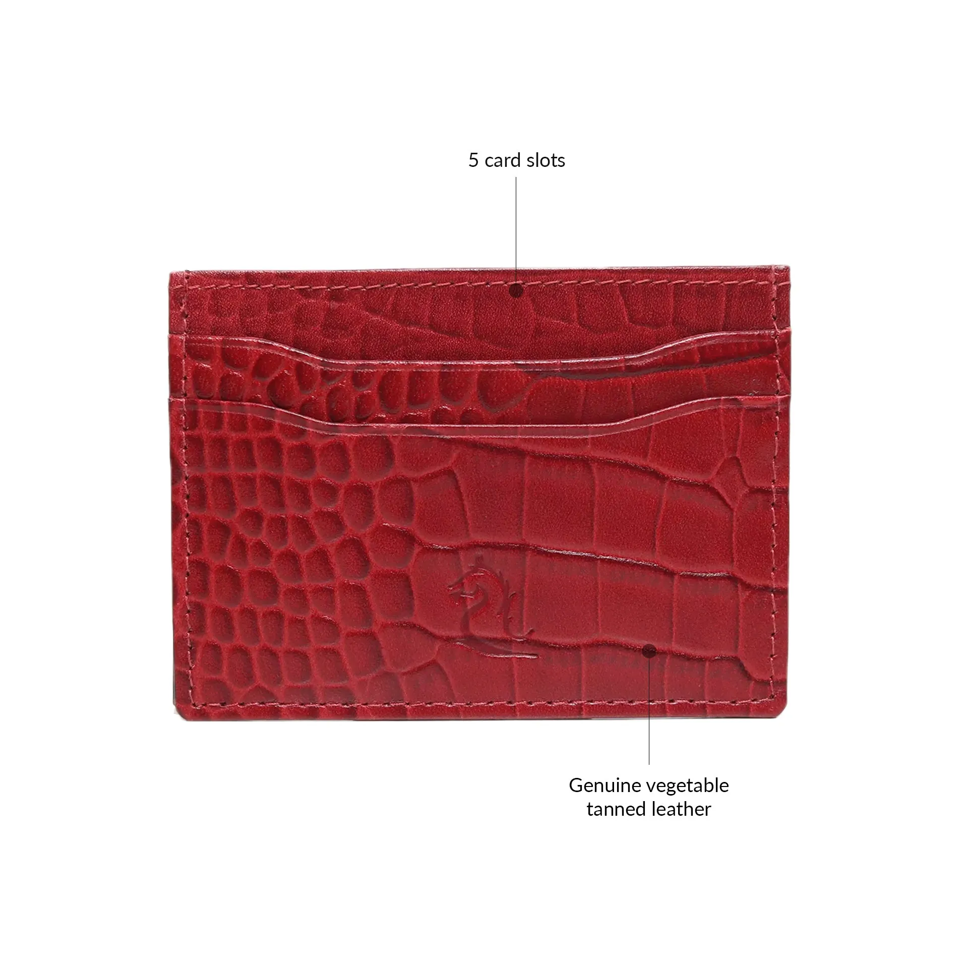 10119 Croco Red Leather Card Holder for Men and Women