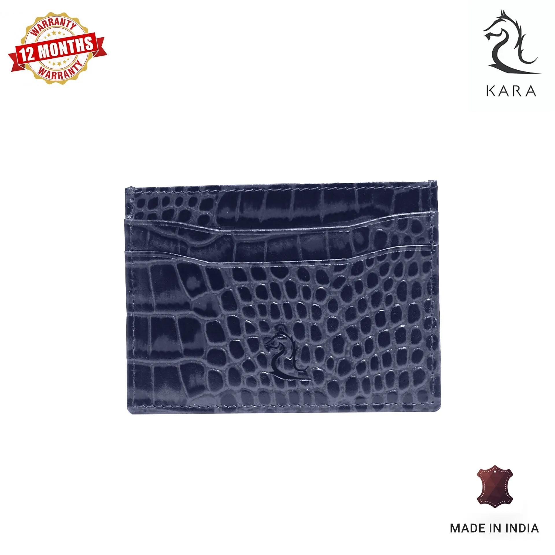 10119 Croco Red Leather Card Holder for Men and Women