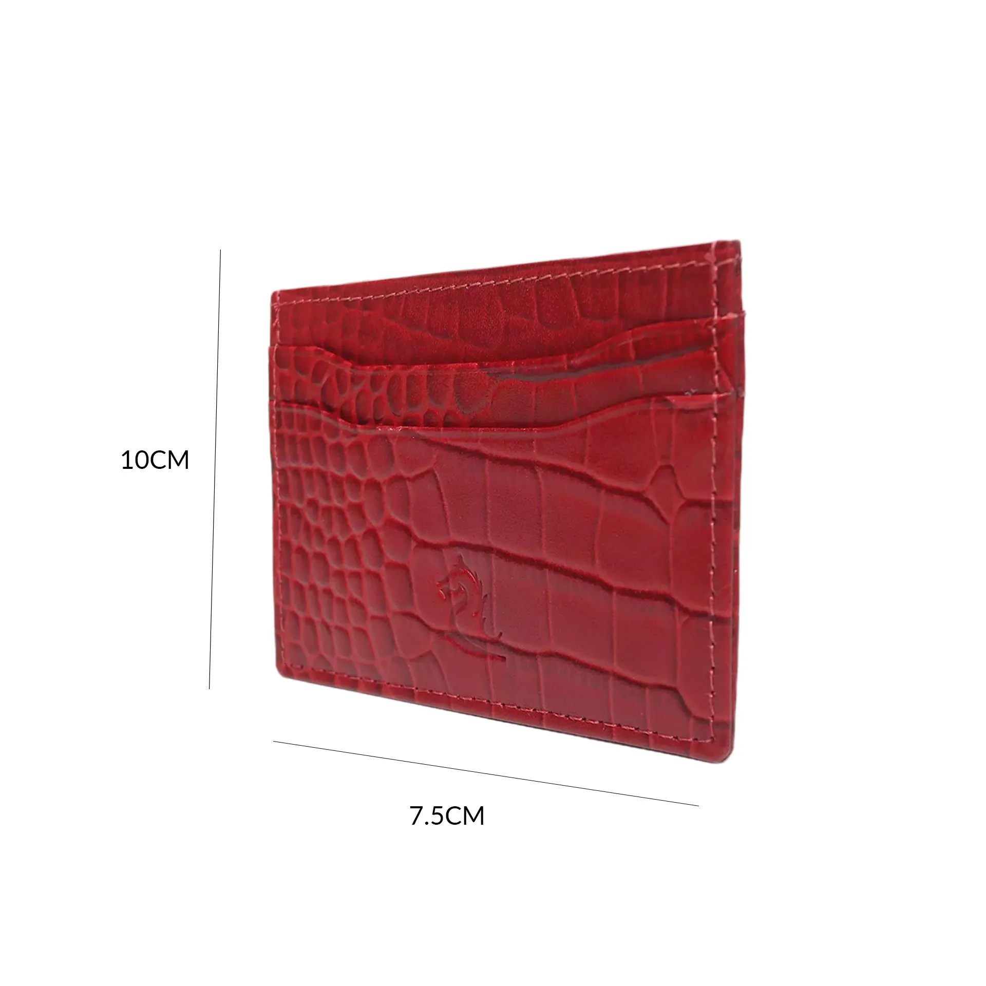 10119 Croco Red Leather Card Holder for Men and Women