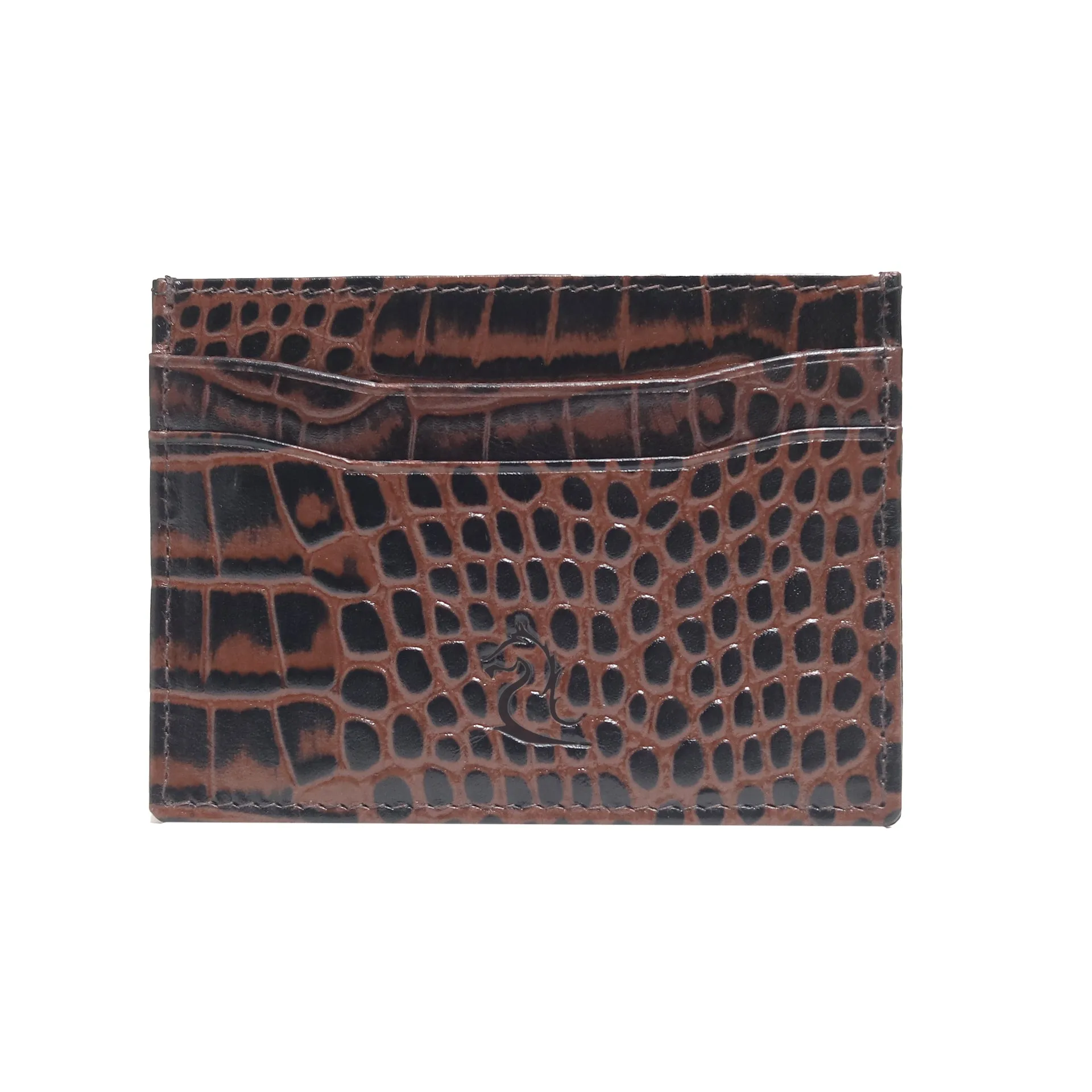 10119 Croco Red Leather Card Holder for Men and Women