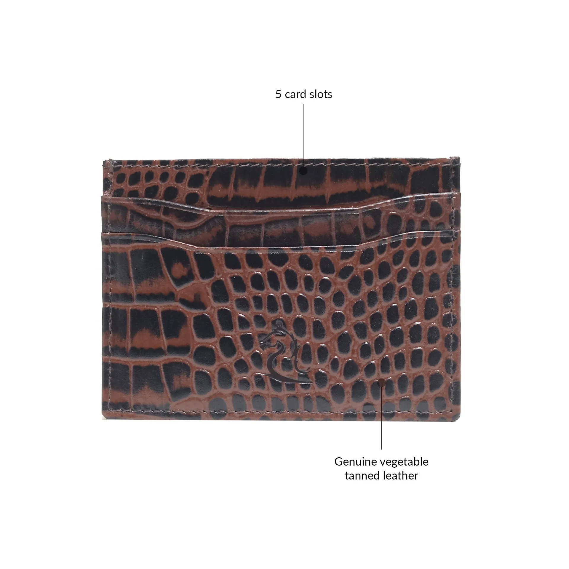 10119 Croco Red Leather Card Holder for Men and Women