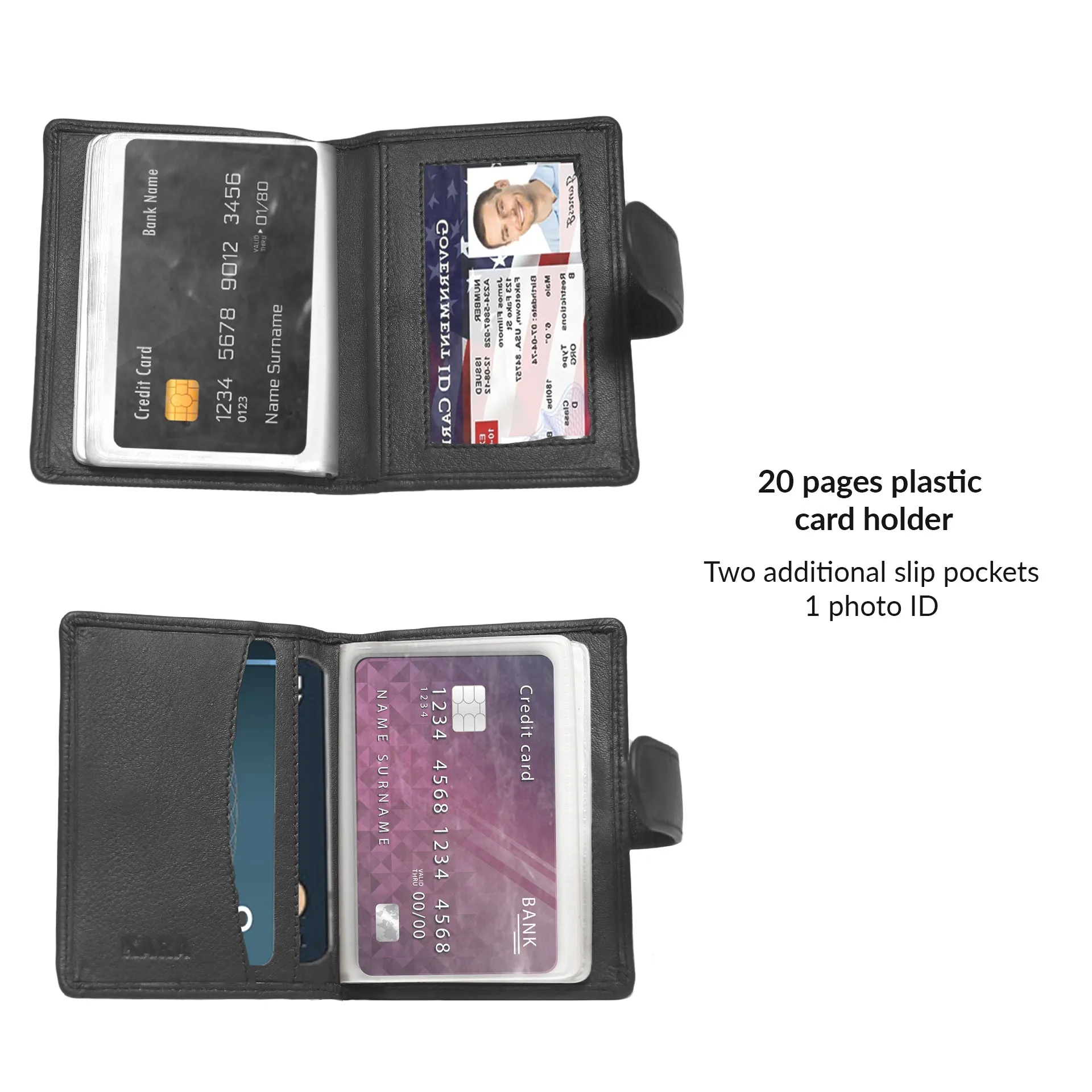14030 Black Leather Card Holder for Men and Women