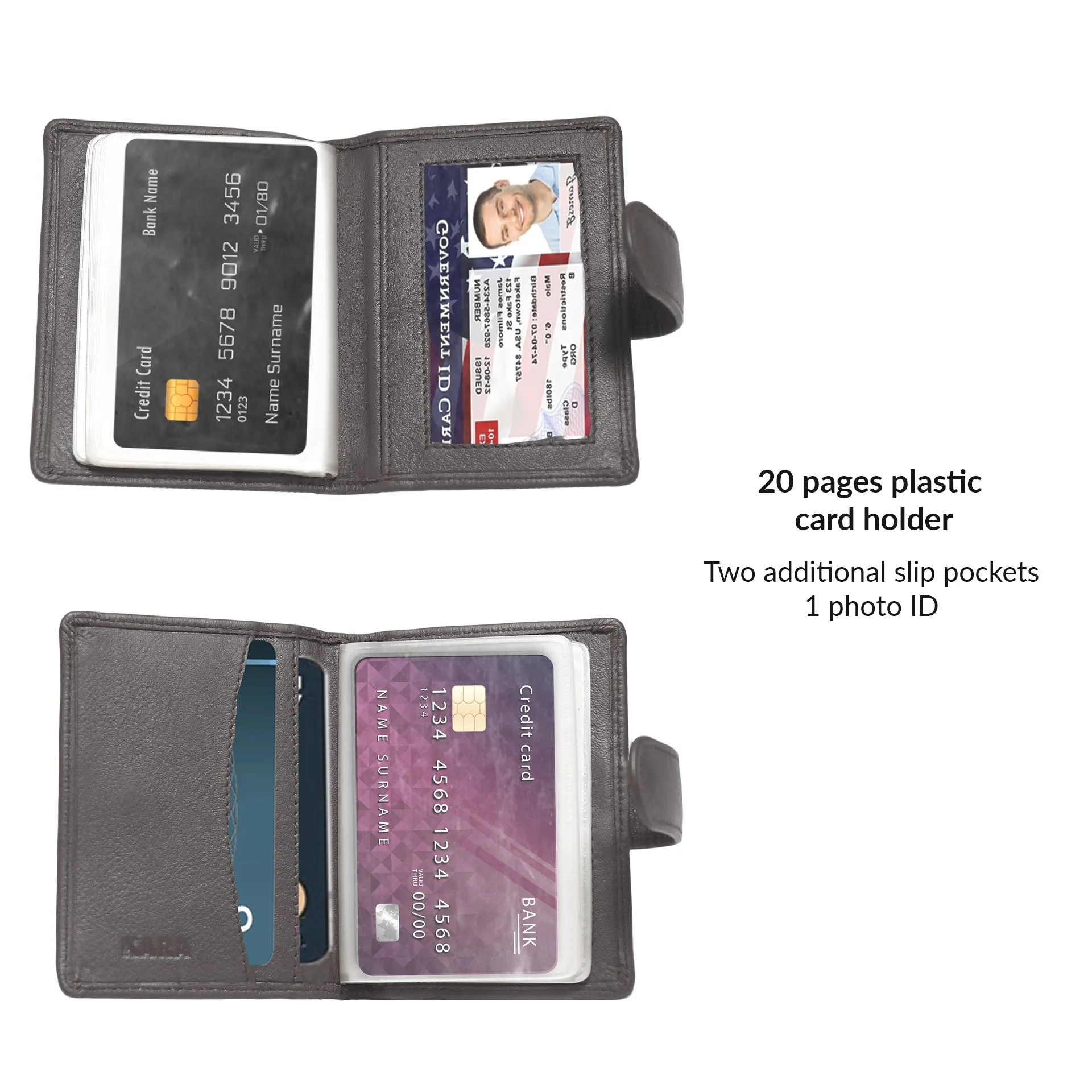 14030 Black Leather Card Holder for Men and Women