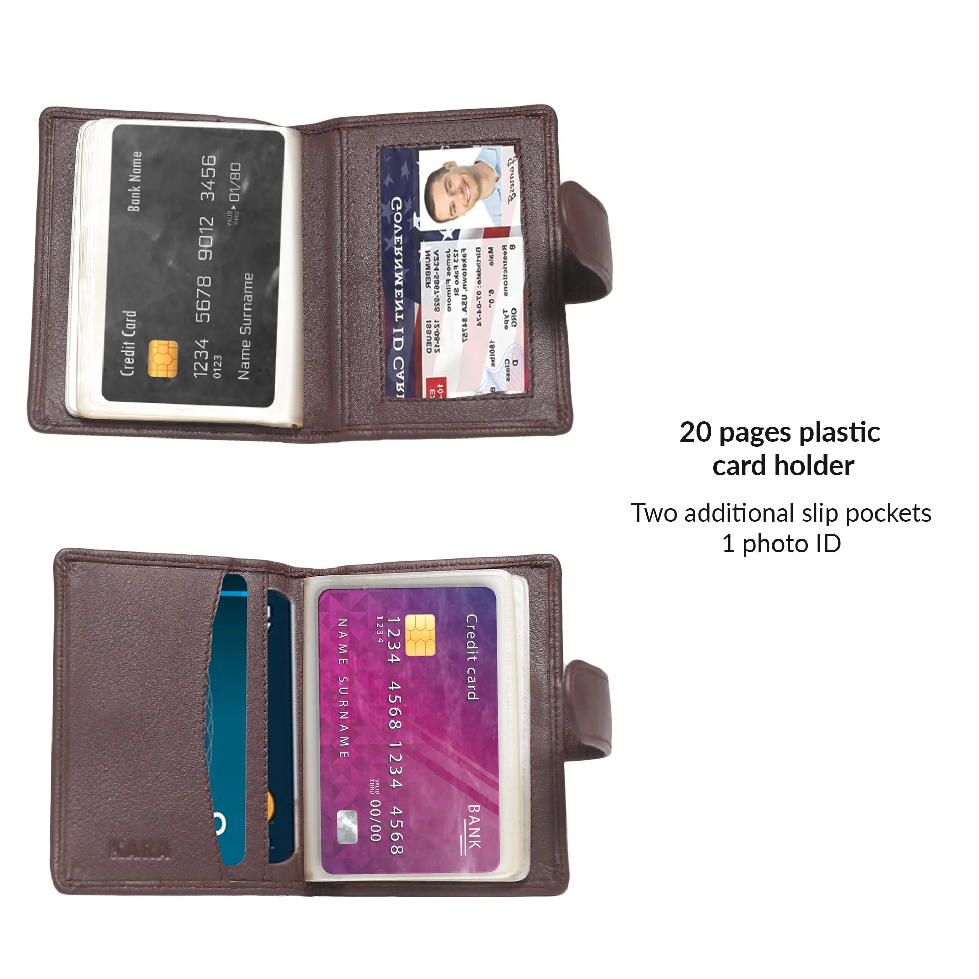 14030 Black Leather Card Holder for Men and Women