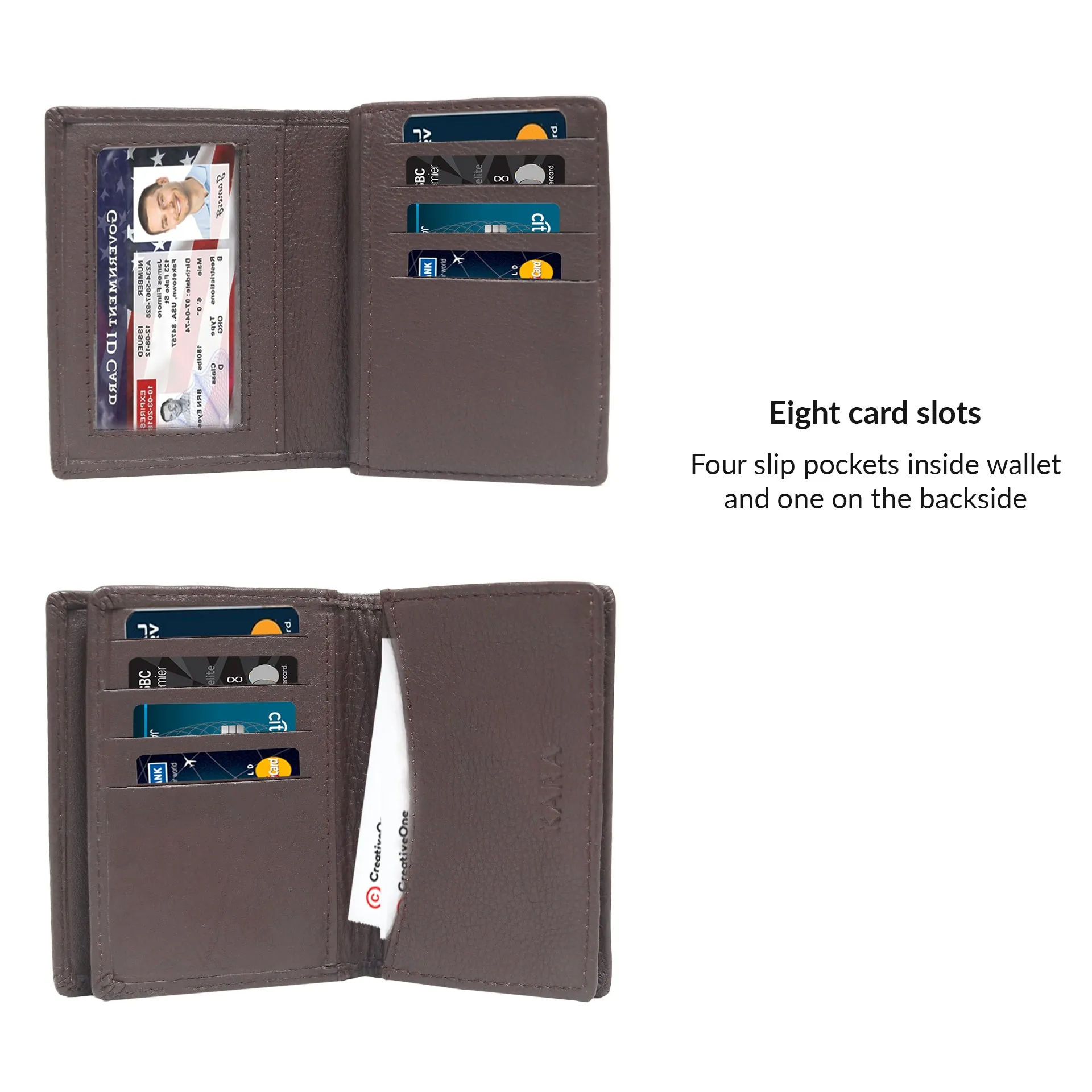 14033 Brown Leather Card Holder for Men and Women