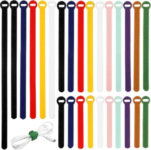 150PCS Cable Ties4 6 8 10 Inch Reusable Cable Management, Multi-Purpose Adjustable Cord OrganizerFastening Microfiber Cloth Hook and Loop Cable Organizer Wire StrapsAssorted Colors