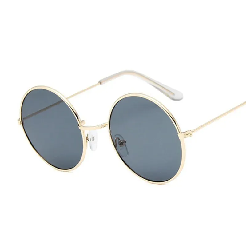 2019 Retro Round Pink Sunglasses Woman Alloy Mirror Style