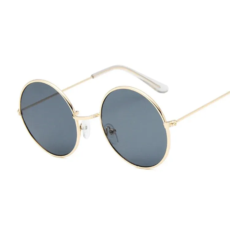 2019 Retro Round Pink Sunglasses Woman Alloy Mirror Style