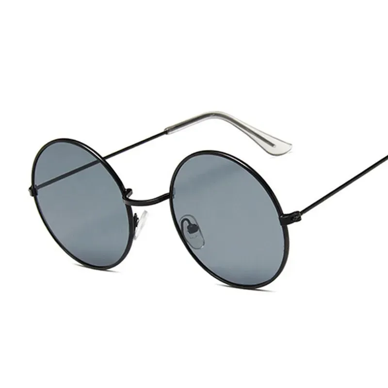 2019 Retro Round Pink Sunglasses Woman Alloy Mirror Style