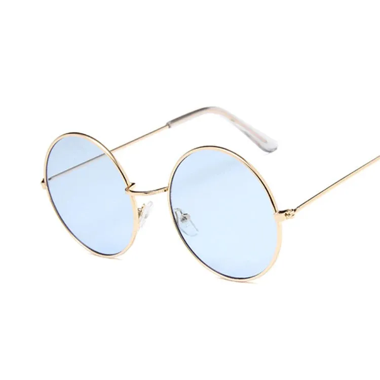 2019 Retro Round Pink Sunglasses Woman Alloy Mirror Style