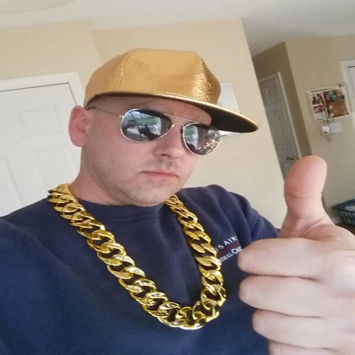 2Pack Big Chunky Plastic Hip Hop Chain for Men, Fake Gold Silver Turnover Chain 90s Necklace Costume Accessory