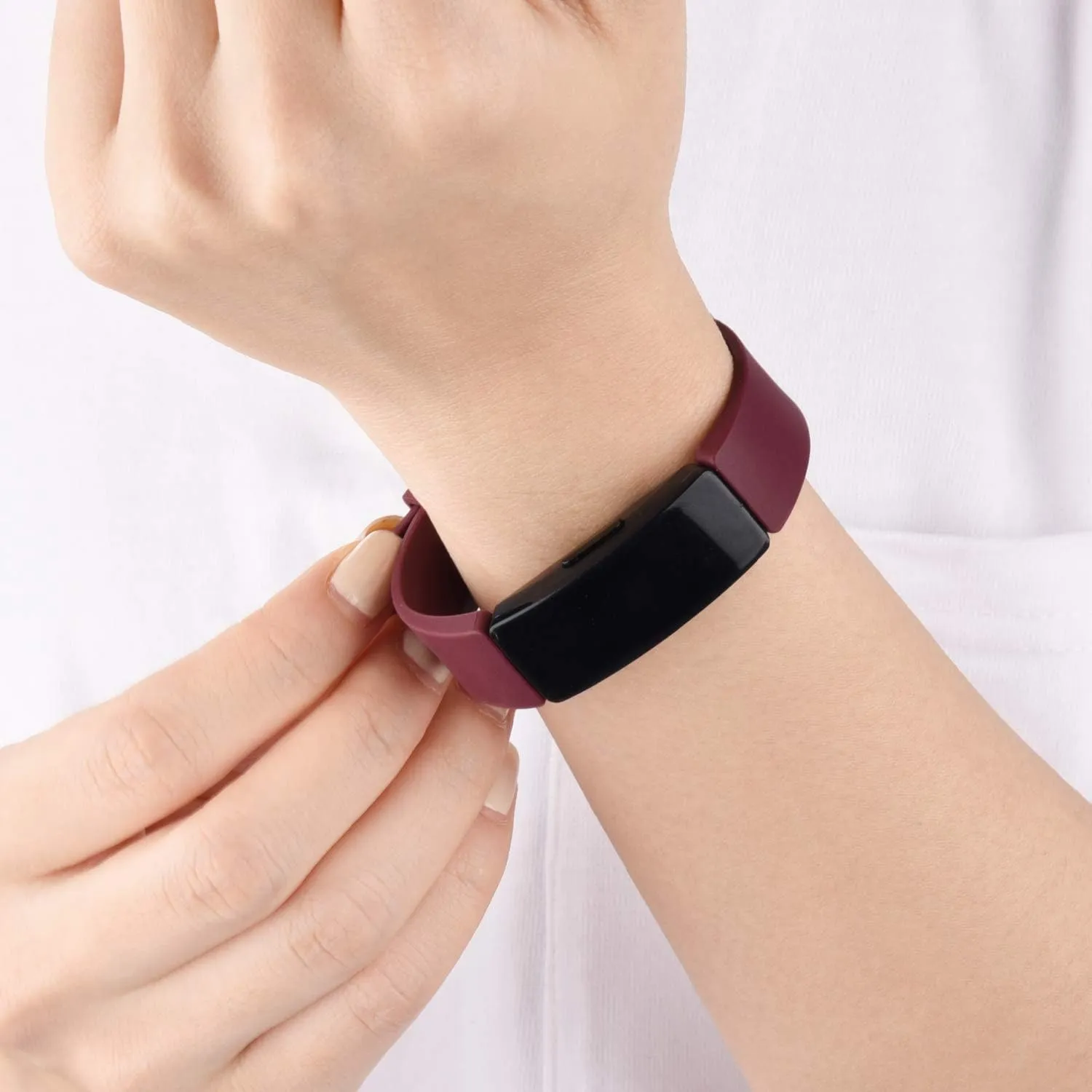 3 Pack Soft TPU Bands Compatible with Fitbit Inspire 2 / HR / Ace 2 - Waterproof Sports Straps (Wine Red/Silver/Rose Gold, Small)