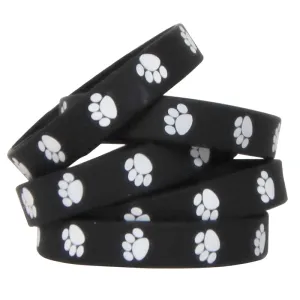 #37732 BLACK W WHITE PAW PRINTS WRISTBANDS 10/PK