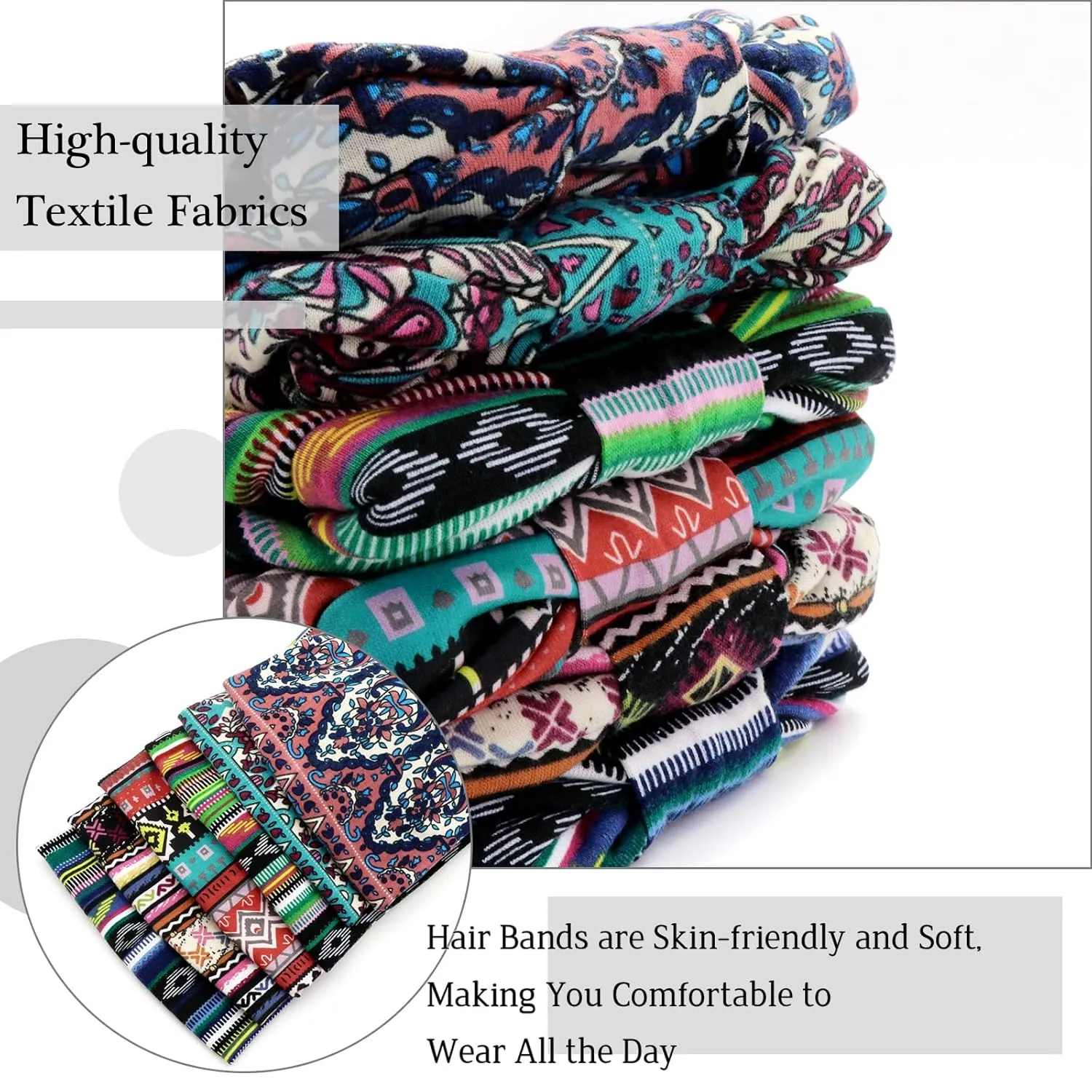 6 Pack Boho Headbands for Women Fashion Stretch Wide Hair Bands Knotted Turban Head Bands Yoga Running Elastic Non-Slip Sweatband Stylish Wrap Headbands Hair Accessories for Teen Girls