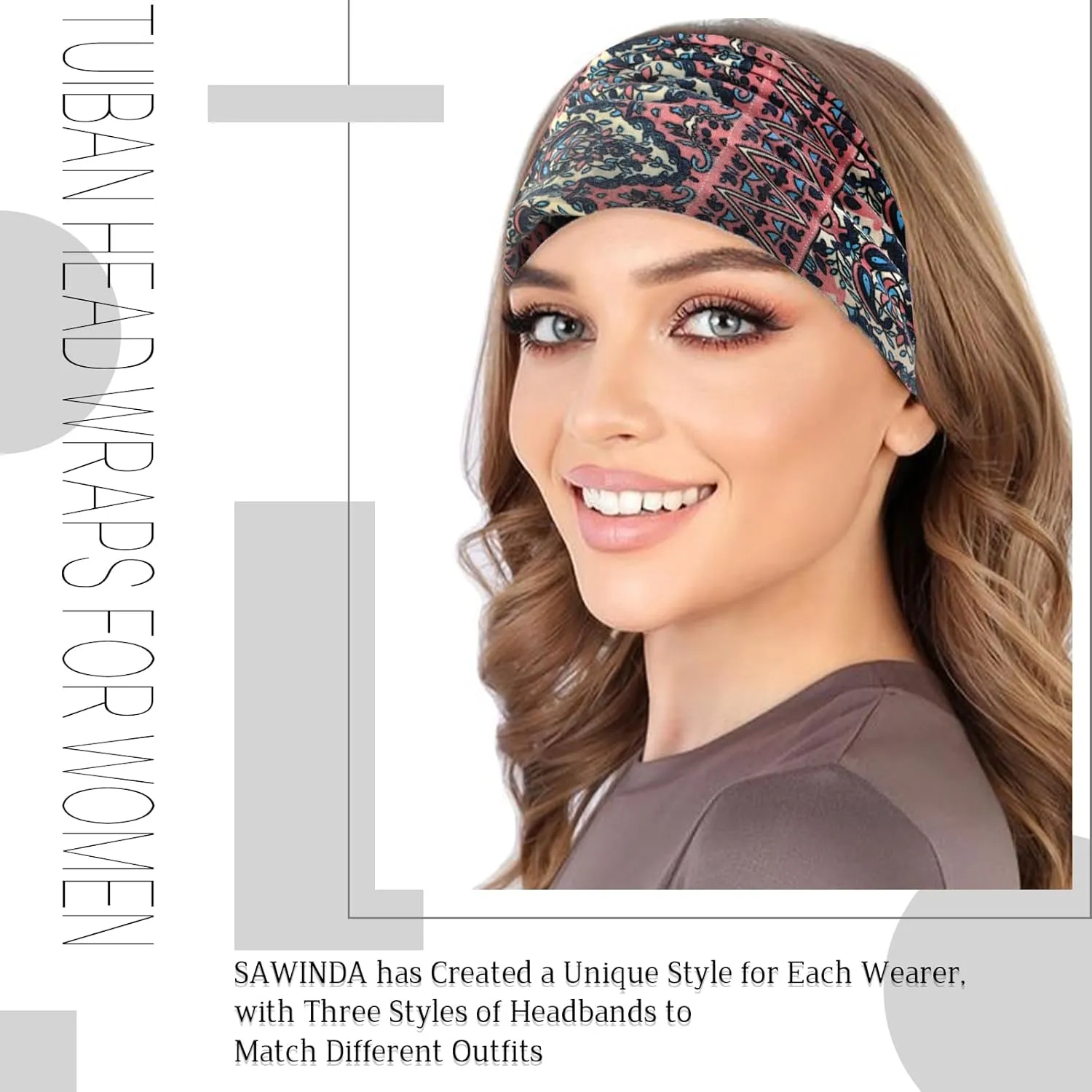 6 Pack Boho Headbands for Women Fashion Stretch Wide Hair Bands Knotted Turban Head Bands Yoga Running Elastic Non-Slip Sweatband Stylish Wrap Headbands Hair Accessories for Teen Girls