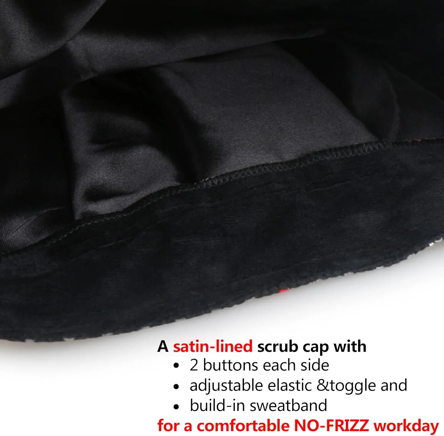 ABAMERICA Bouffant Caps with Button and Sweatband, Adjustable Scrub Caps for Women Men, One Size Multi Color
