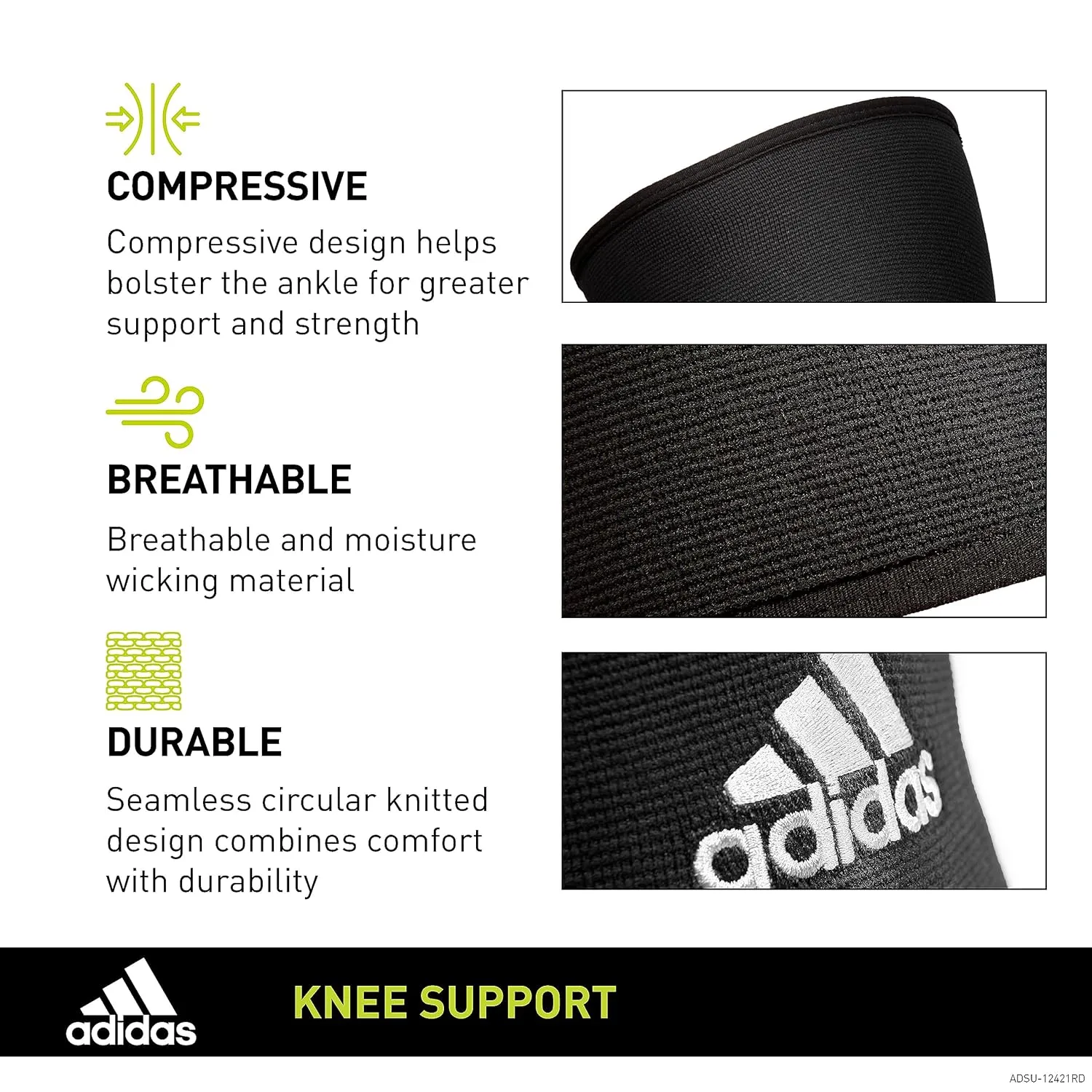 adidas Knee Support Sleeve - Knee Sleeve for Support, Training, and Competitions - Ergonomic Design, Elastic Nylon Blend - Durable and Breathable - For all Fitness Levels - Medium