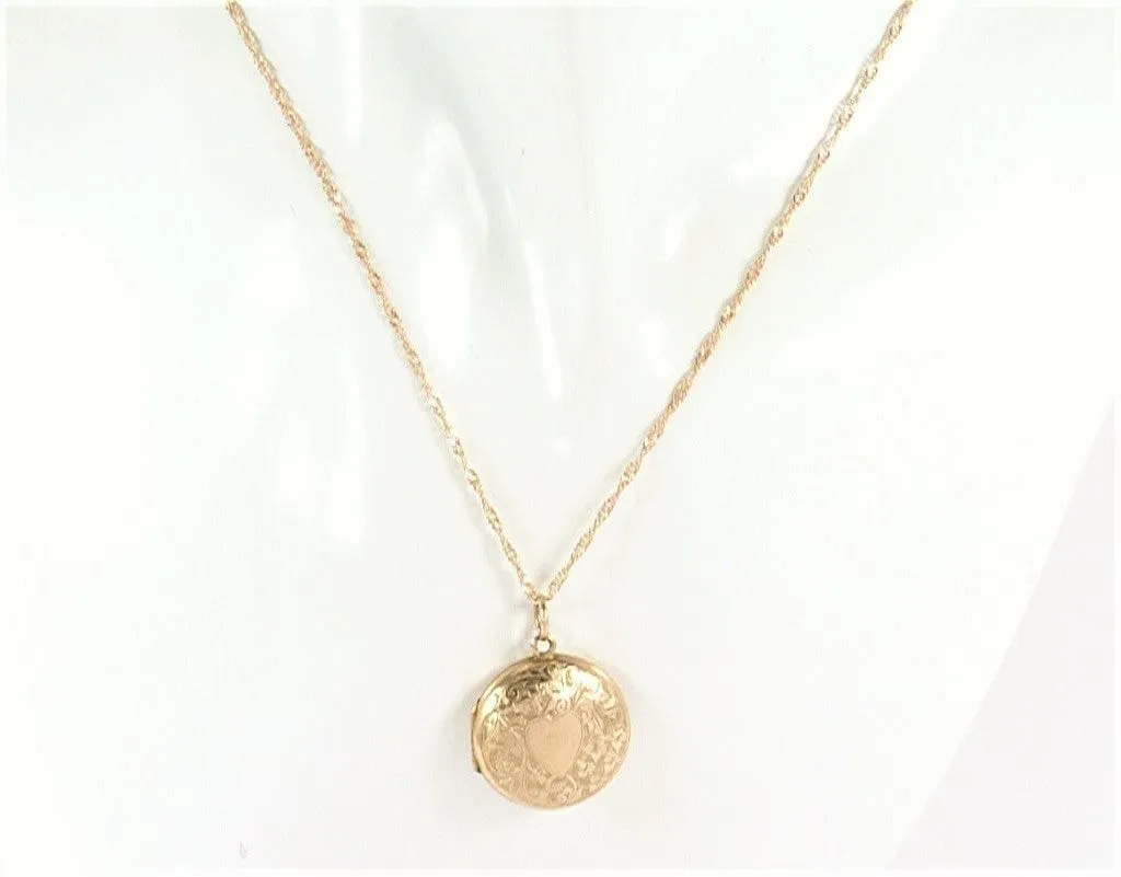 Antique Edwardian Solid Gold Locket 1908 With 18 Inch Necklace