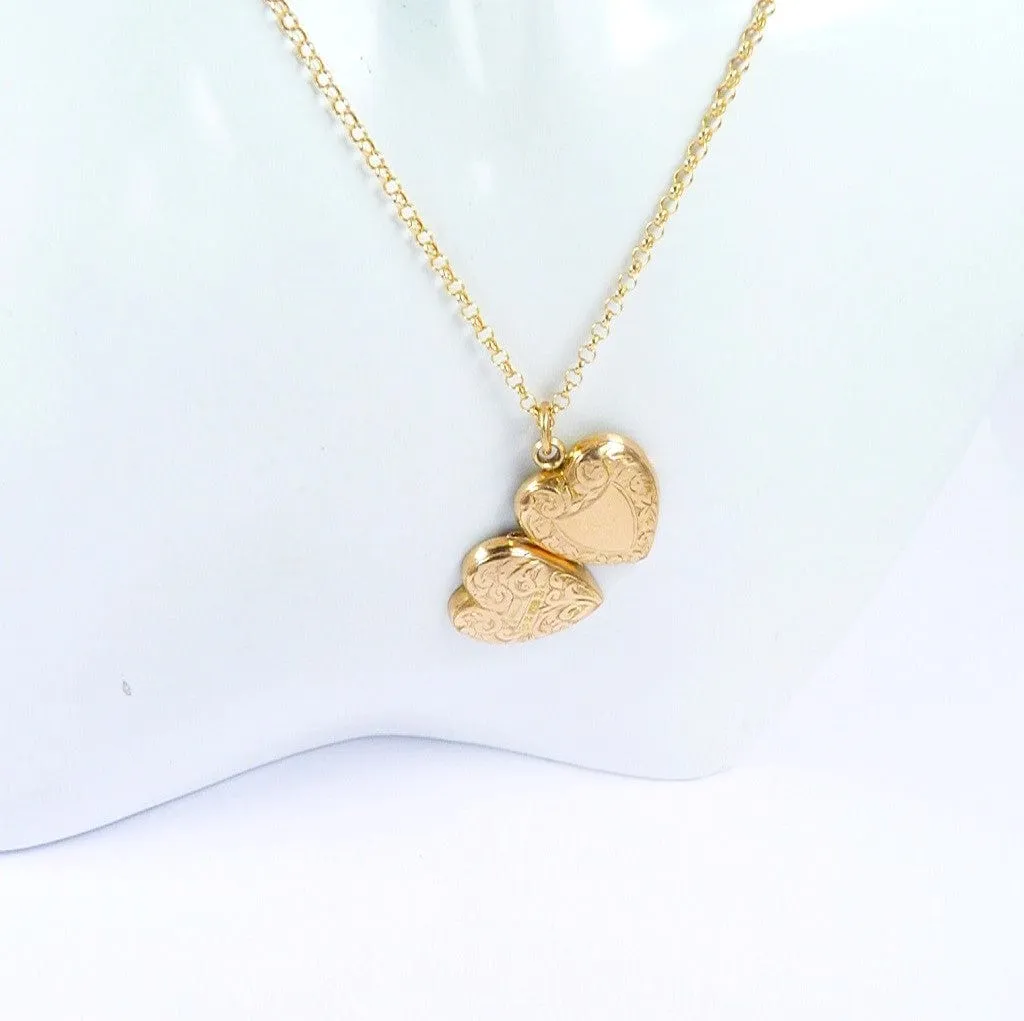 Antique Hallmarked Gold Heart Locket On 18 Inch 9ct Gold Necklace