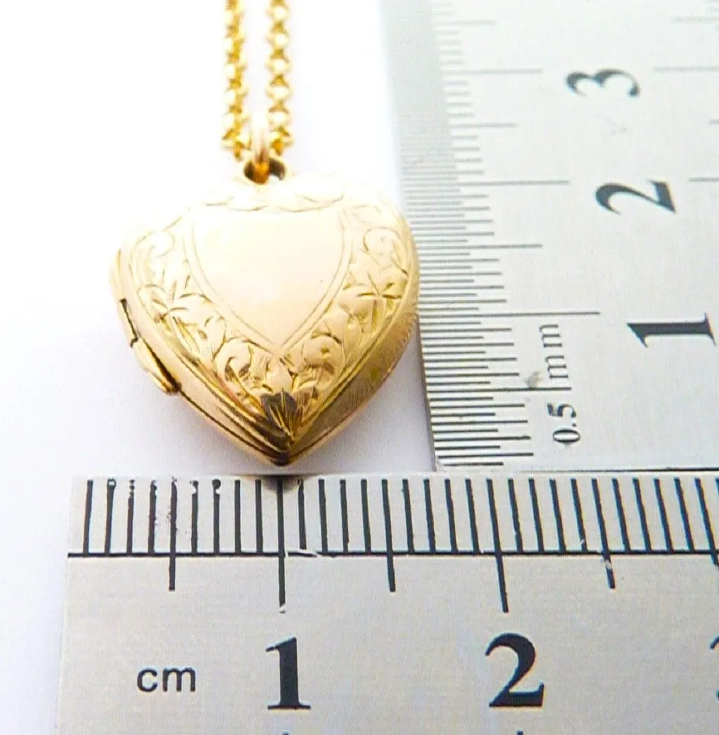 Antique Hallmarked Gold Heart Locket On 18 Inch 9ct Gold Necklace