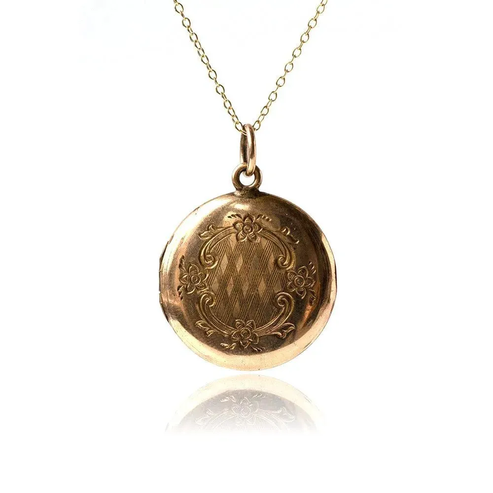 Antique Victorian Rolled Gold Locket Necklace