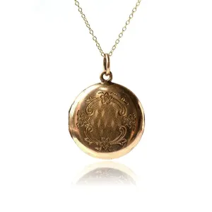 Antique Victorian Rolled Gold Locket Necklace