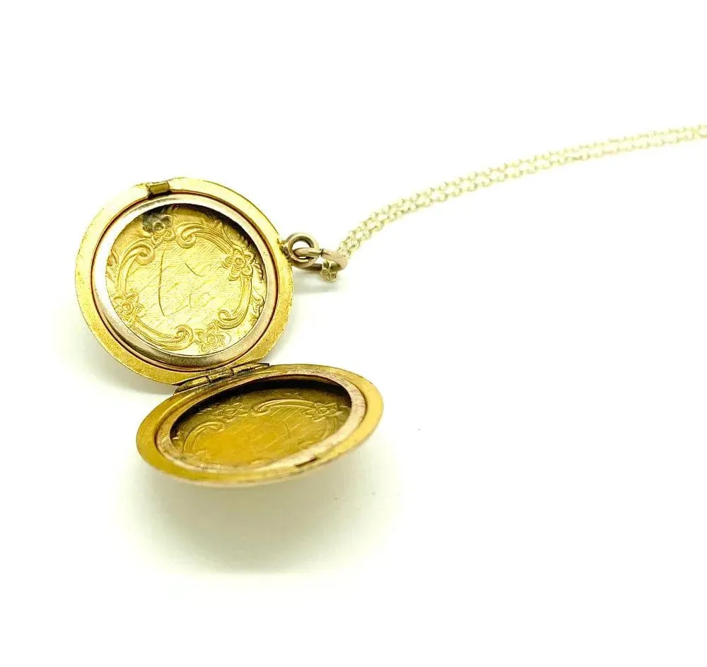 Antique Victorian Rolled Gold Locket Necklace