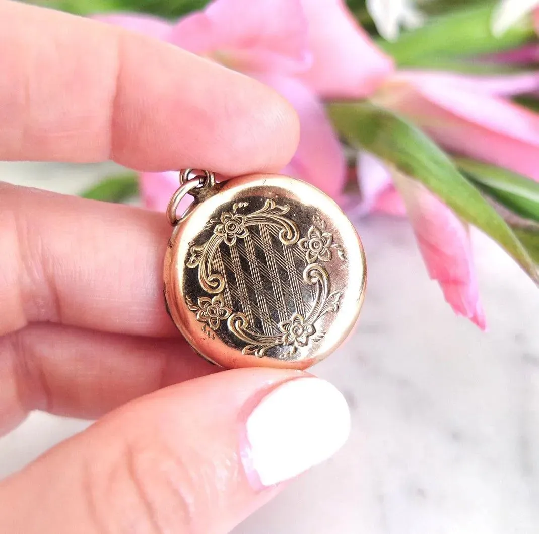 Antique Victorian Rolled Gold Locket Necklace