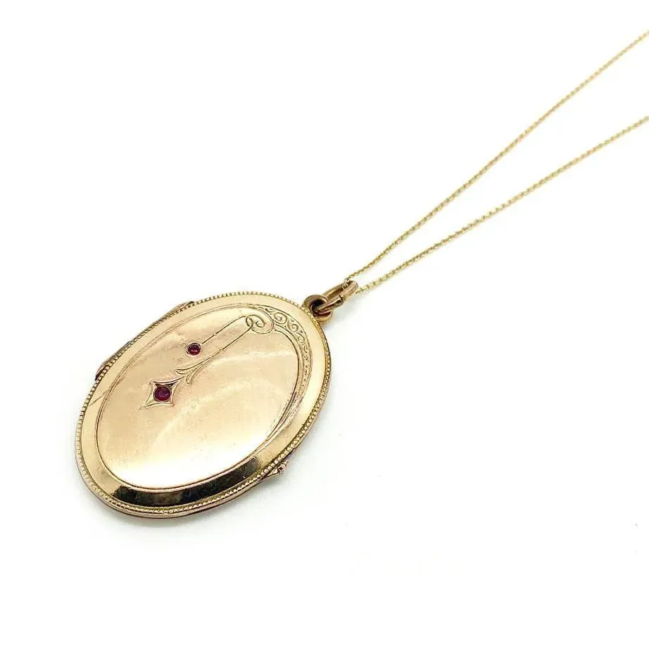 Art Nouveau Rolled Gold Locket Necklace