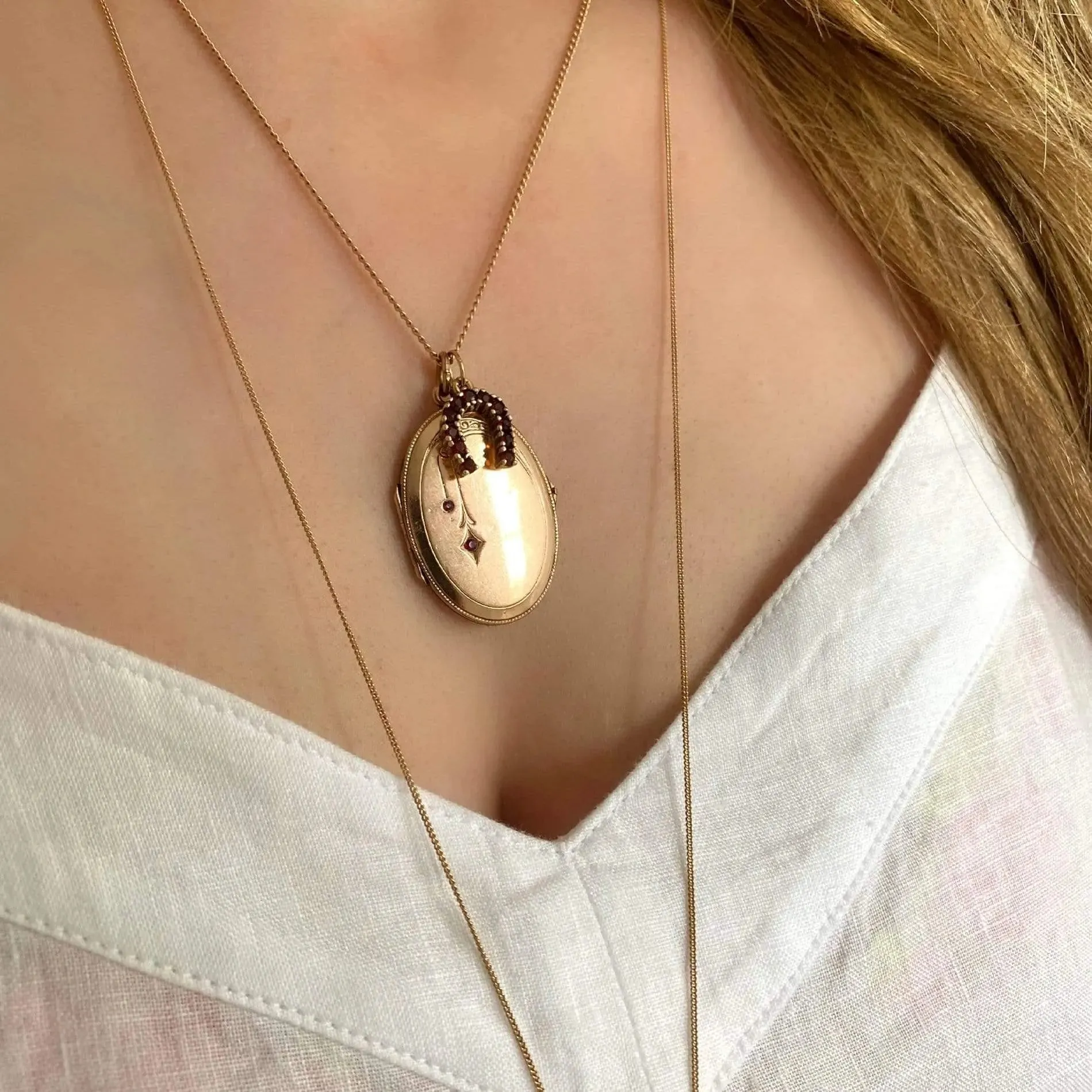 Art Nouveau Rolled Gold Locket Necklace