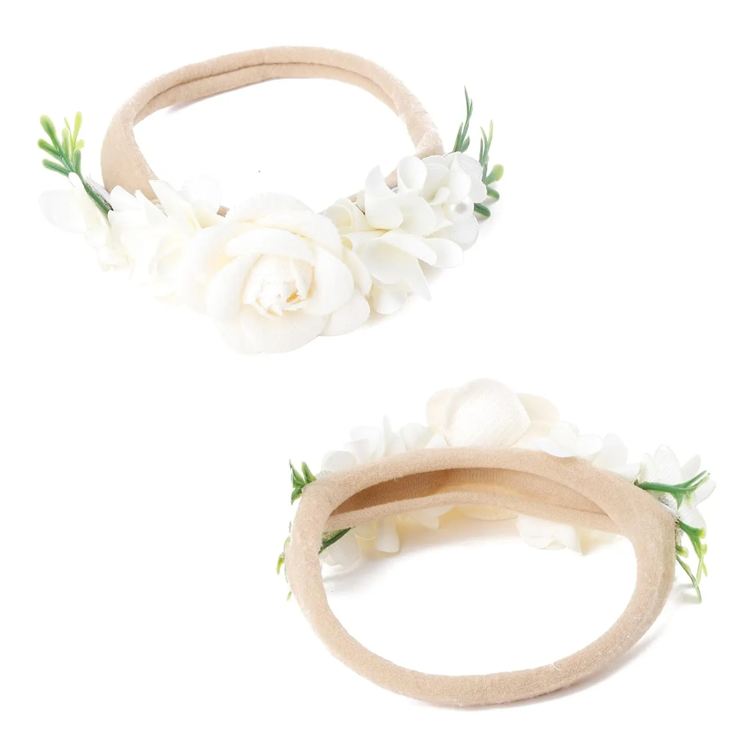 Baby Girl Floral Headband Nylon Flower Crown Elastic Hairband 3pcs Hair Accessories Gift for Girls (31#)