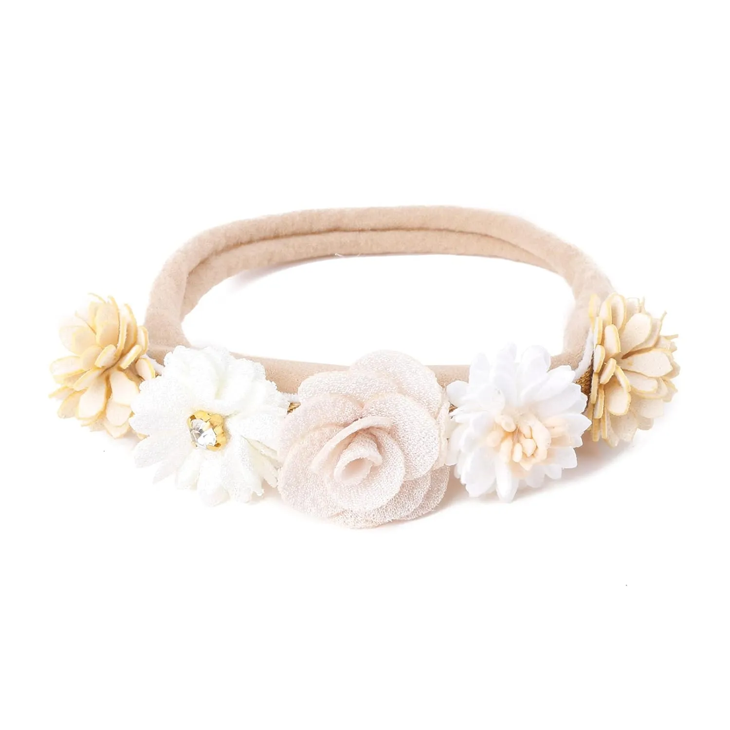 Baby Girl Floral Headband Nylon Flower Crown Elastic Hairband 3pcs Hair Accessories Gift for Girls (32#)