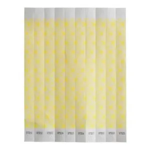 Bar Maid WB-100Y-D No Tear Wristbands, 3/4"W X 9.5"L Tyvek, Sequentially Numbered — Yellow Design, 500 Bands/Pack
