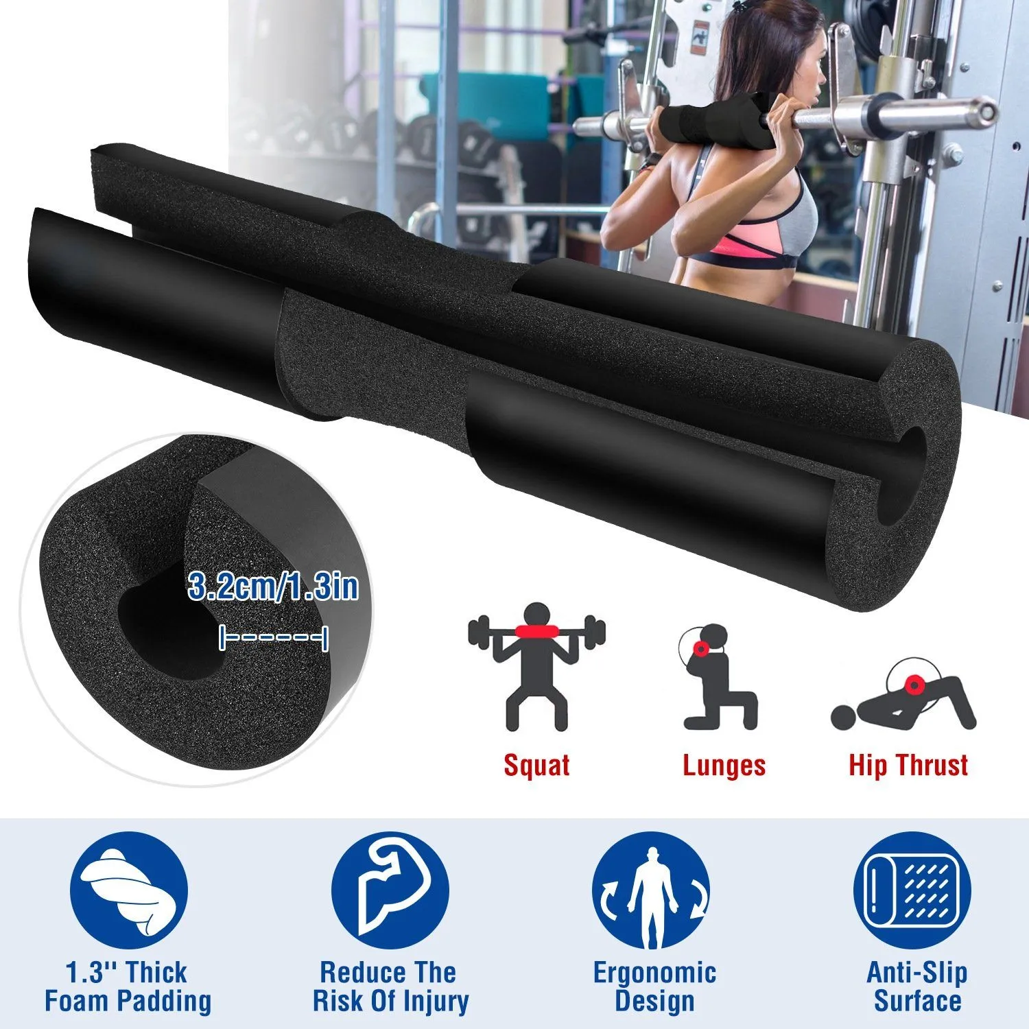 Barbell Pad Support Squat Bar Foam Cover