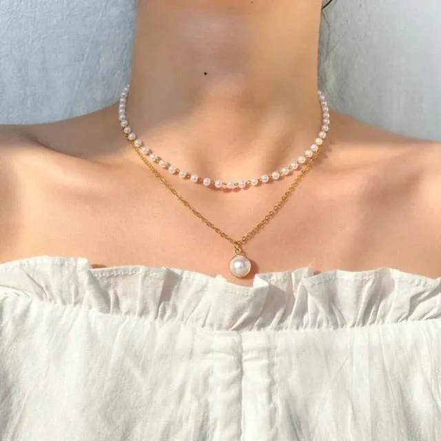 Beaded Choker Pearl Necklace