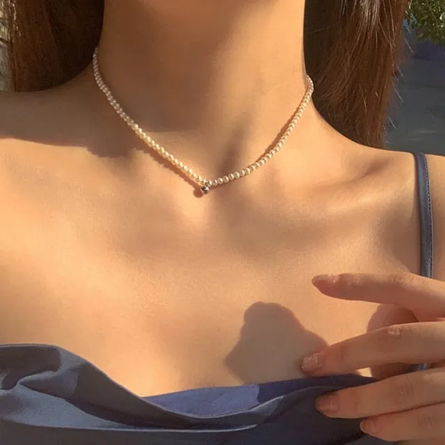 Beaded Choker Pearl Necklace