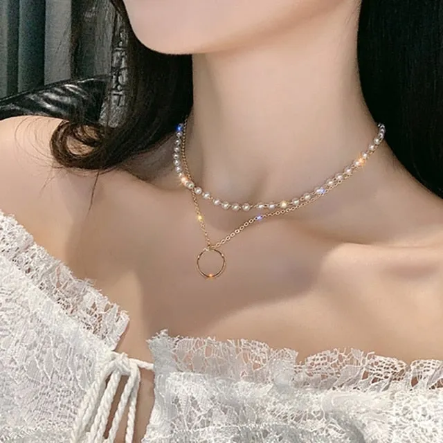 Beaded Choker Pearl Necklace