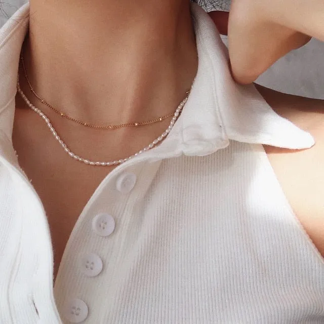 Beaded Choker Pearl Necklace