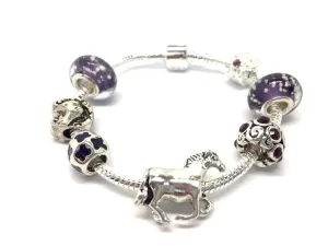 Children's 'Horse Lovers Dream' Silver Plated Charm Bead Bracelet