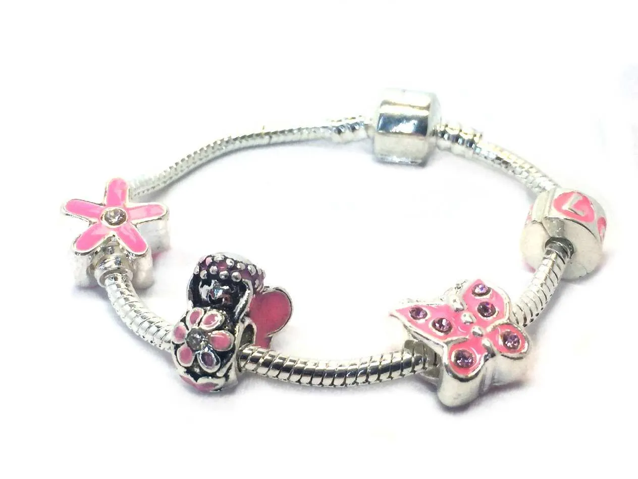 Children's 'Pink Fairy' Silver Plated Charm Bracelet