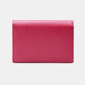 Credit & Business Card Holder in Fuchsia Saffiano