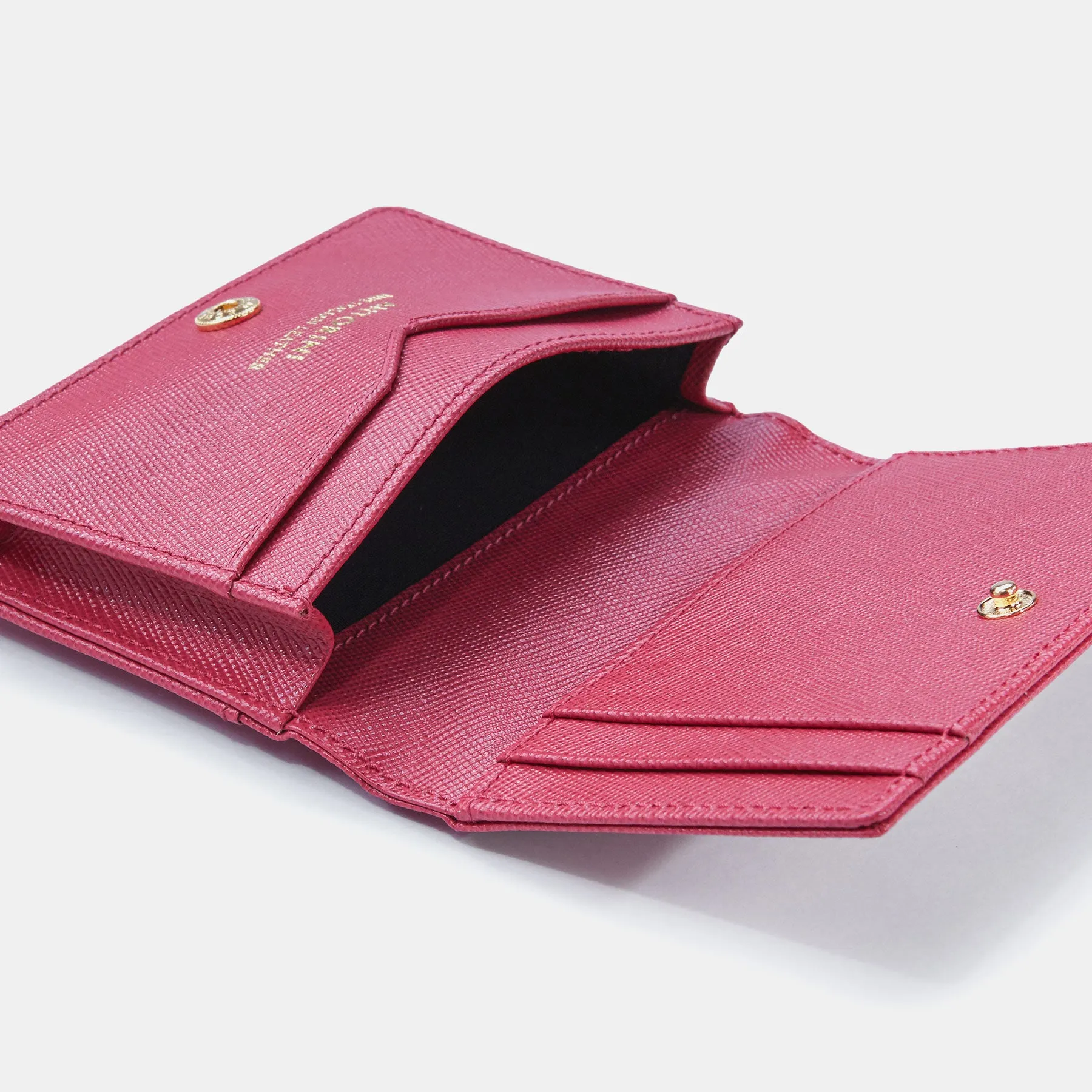 Credit & Business Card Holder in Fuchsia Saffiano