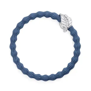 Dove Blue Hair Band with Silver Leaf