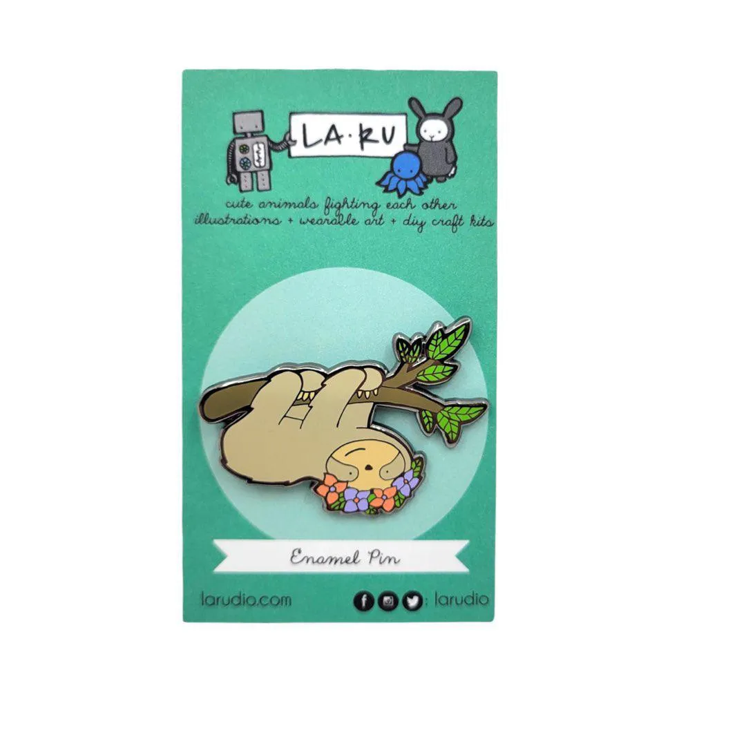 Enamel Pin - Flower Sloth by LaRu
