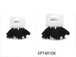 #EPT4010K Small Soft Black Stretchy Hair Tie (12PC)